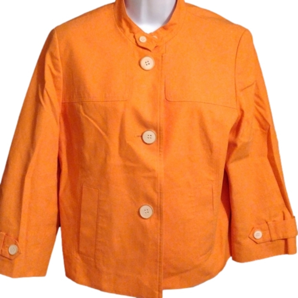 Talbots Collection Orange Button Up Lined Blazer - image 1